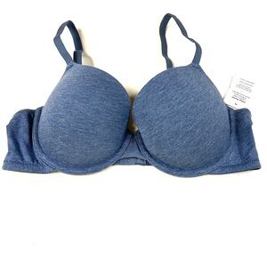 NEW Auden 36C Demi Coverage Lightly Lined Tshirt Bra Solid Blue Underwire #3943